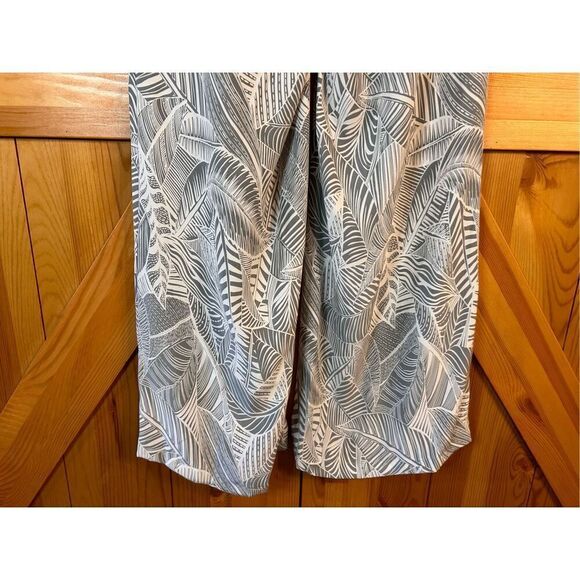 Ecru Gray White Palm Leaf Floral Silk Wide Leg Pants Size 8 nwt (4711) - Picture 5 of 8